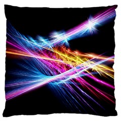 Colorful Neon Art Light Rays, Rainbow Colors Large Cushion Case (two Sides) by picsaspassion