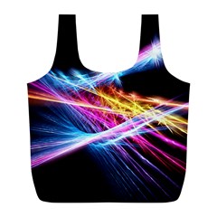 Colorful Neon Art Light Rays, Rainbow Colors Full Print Recycle Bag (l) by picsaspassion