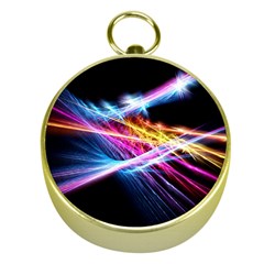 Colorful Neon Art Light Rays, Rainbow Colors Gold Compasses by picsaspassion