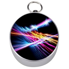 Colorful Neon Art Light Rays, Rainbow Colors Silver Compasses by picsaspassion