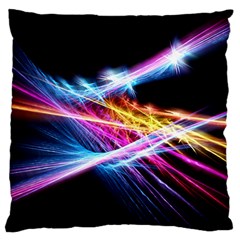 Colorful Neon Art Light Rays, Rainbow Colors Large Flano Cushion Case (two Sides) by picsaspassion