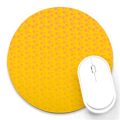 Background Polka Yellow Round Mousepads by HermanTelo