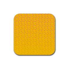 Background Polka Yellow Rubber Coaster (square)  by HermanTelo