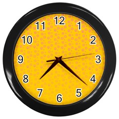 Background Polka Yellow Wall Clock (Black)