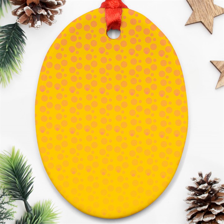 Background Polka Yellow Oval Ornament (Two Sides)