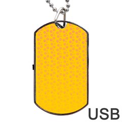 Background Polka Yellow Dog Tag USB Flash (One Side)