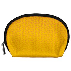 Background Polka Yellow Accessory Pouch (large) by HermanTelo