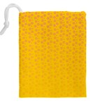 Background Polka Yellow Drawstring Pouch (4XL) Back