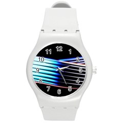 Motion Line Illustrations Round Plastic Sport Watch (m) by HermanTelo