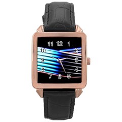 Motion Line Illustrations Rose Gold Leather Watch 