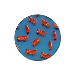 Illustrations Cow Agriculture Livestock Rubber Coaster (round)  by HermanTelo