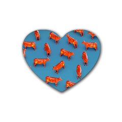 Illustrations Cow Agriculture Livestock Heart Coaster (4 Pack) 