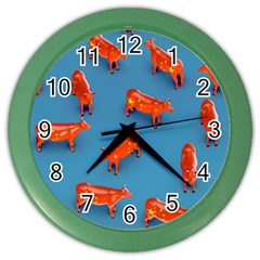 Illustrations Cow Agriculture Livestock Color Wall Clock by HermanTelo