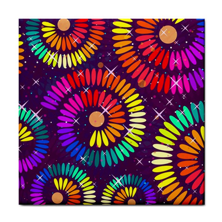 Abstract Background Spiral Colorful Tile Coaster