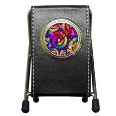 Abstract Background Spiral Colorful Pen Holder Desk Clock