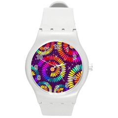 Abstract Background Spiral Colorful Round Plastic Sport Watch (m)