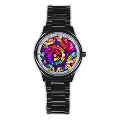 Abstract Background Spiral Colorful Stainless Steel Round Watch