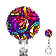 Abstract Background Spiral Colorful Stainless Steel Nurses Watch