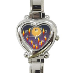 Night Moon Flora Background Heart Italian Charm Watch by HermanTelo