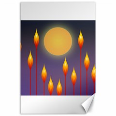 Night Moon Flora Background Canvas 24  X 36 