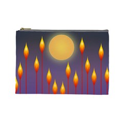 Night Moon Flora Background Cosmetic Bag (large)