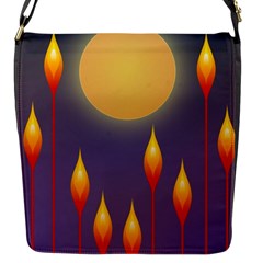 Night Moon Flora Background Flap Closure Messenger Bag (s)