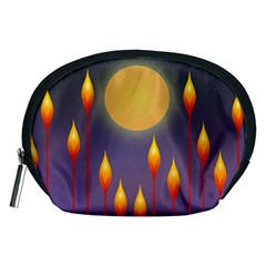 Night Moon Flora Background Accessory Pouch (medium) by HermanTelo