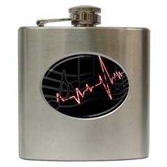 Music Wallpaper Heartbeat Melody Hip Flask (6 Oz)