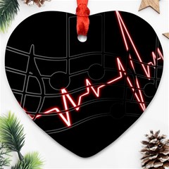 Music Wallpaper Heartbeat Melody Heart Ornament (two Sides) by HermanTelo