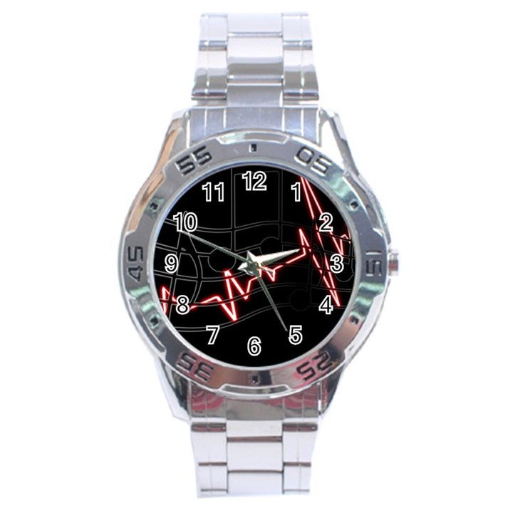 Music Wallpaper Heartbeat Melody Stainless Steel Analogue Watch