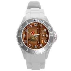 Steampunk Design Round Plastic Sport Watch (l) by FantasyWorld7