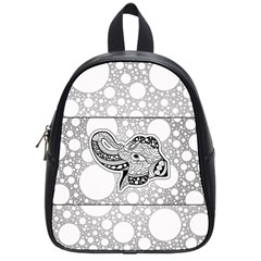 Elegant Mandala Elephant In Black And Wihte School Bag (small) by FantasyWorld7