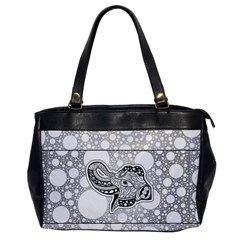 Elegant Mandala Elephant In Black And Wihte Oversize Office Handbag by FantasyWorld7