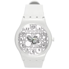 Elegant Mandala Elephant In Black And Wihte Round Plastic Sport Watch (m) by FantasyWorld7