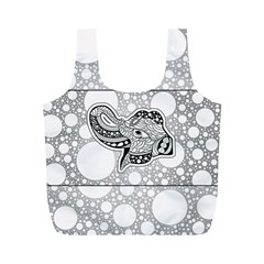 Elegant Mandala Elephant In Black And Wihte Full Print Recycle Bag (m) by FantasyWorld7