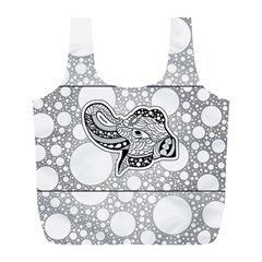 Elegant Mandala Elephant In Black And Wihte Full Print Recycle Bag (l) by FantasyWorld7