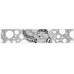 Elegant Mandala Elephant In Black And Wihte Large Flano Scarf  by FantasyWorld7