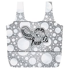 Elegant Mandala Elephant In Black And Wihte Full Print Recycle Bag (xxl)