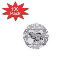 Elegant Mandala Elephant In Black And Wihte 1  Mini Buttons (100 Pack)  by FantasyWorld7