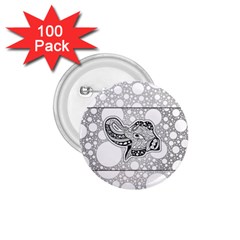 Elegant Mandala Elephant In Black And Wihte 1 75  Buttons (100 Pack)  by FantasyWorld7