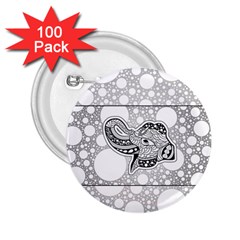 Elegant Mandala Elephant In Black And Wihte 2 25  Buttons (100 Pack)  by FantasyWorld7