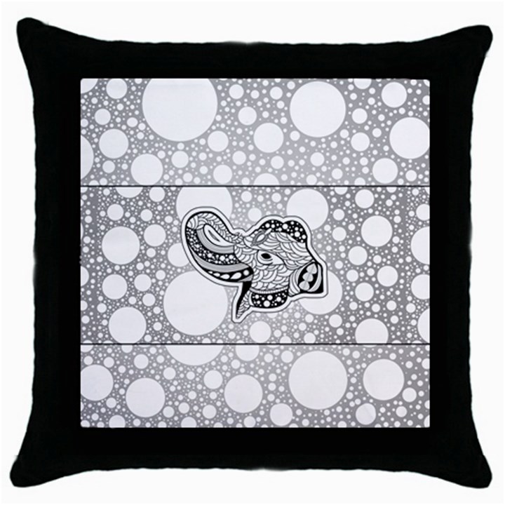 Elegant Mandala Elephant In Black And Wihte Throw Pillow Case (Black)