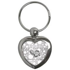 Elegant Mandala Elephant In Black And Wihte Key Chain (heart) by FantasyWorld7