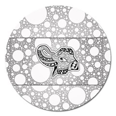 Elegant Mandala Elephant In Black And Wihte Magnet 5  (round) by FantasyWorld7