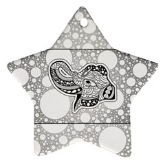 Elegant Mandala Elephant In Black And Wihte Star Ornament (two Sides) by FantasyWorld7