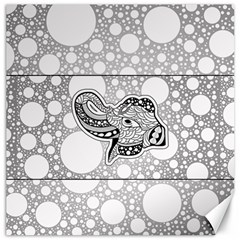 Elegant Mandala Elephant In Black And Wihte Canvas 12  X 12  by FantasyWorld7