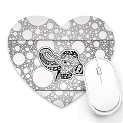 Elegant Mandala Elephant In Black And Wihte Heart Mousepads by FantasyWorld7