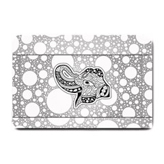 Elegant Mandala Elephant In Black And Wihte Small Doormat  by FantasyWorld7