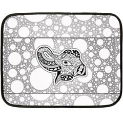 Elegant Mandala Elephant In Black And Wihte Double Sided Fleece Blanket (mini) 