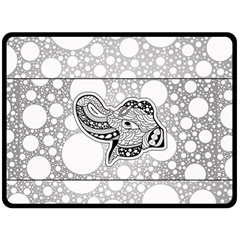 Elegant Mandala Elephant In Black And Wihte Fleece Blanket (large)  by FantasyWorld7